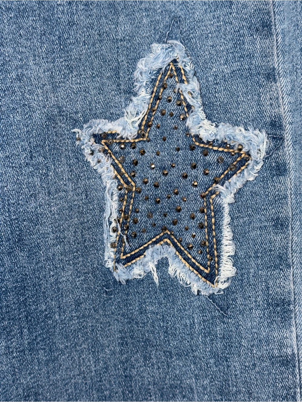 Gemma Rae Women's Blue Star-Appliqué Wide-Leg Jeans - Picture 2 of 5